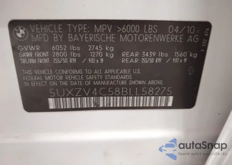 2011 BMW X5 xDrive35I/xDrive35I Premium/xDrive35I Sport Activity из США, поврежденный, VIN 5UXZV4C58BLL58275